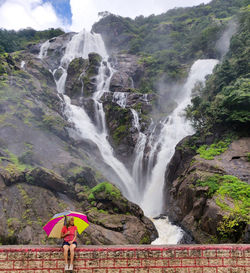 Scenic view of waterfall
