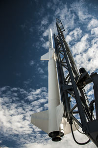 Low angle view of rocket against sky