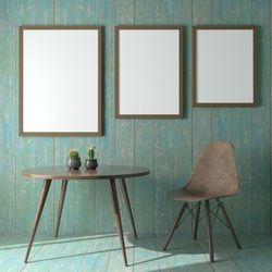 Empty chairs and table against wall at home