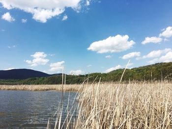 Scenic view of lake against sky