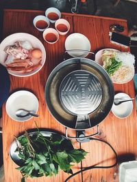 High angle view of food on table