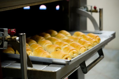 Close-up of food served in kitchen