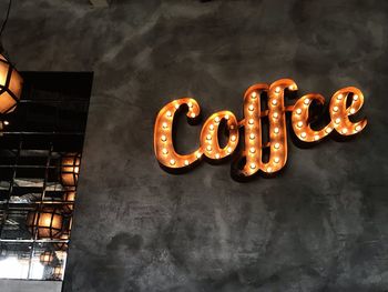 Text written on illuminated lamp