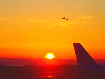 Sun shining through airplane