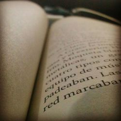 Close-up of text on book