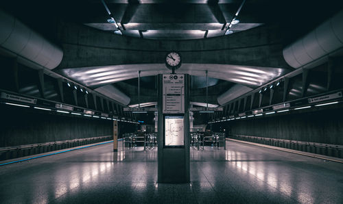 Illuminated subway station