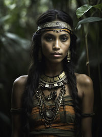 Portrait of young woman standing outdoors