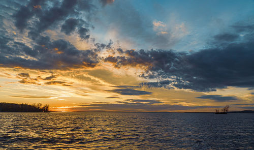 Scenic view of sea against sky during sunset