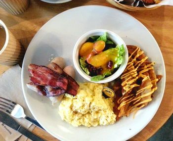 Close-up of food served in plate