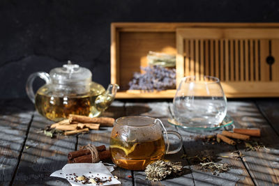 Herbal tea on table