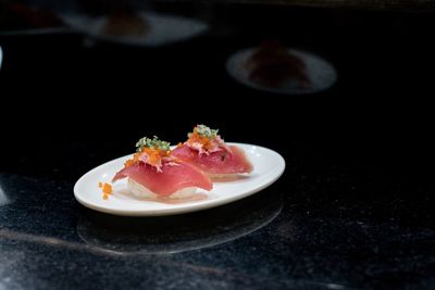 Close-up of fish served in plate