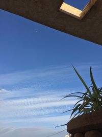 Low angle view of blue sea against sky