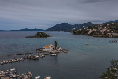 High angle view of boats in sea