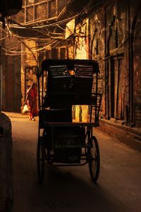 Car on street against building at night