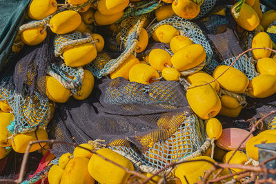 Tangled fishing nets dry after fishing, close-up. background for industrial fishing concept