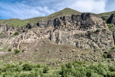 Cave monastries on cliff in vardzia, georgia.