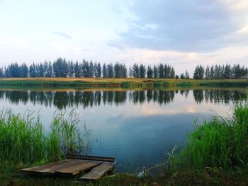 Scenic view of lake against sky