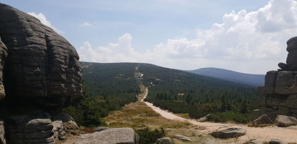 Scenic view of rocky mountains against sky