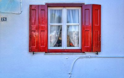 Red window frame