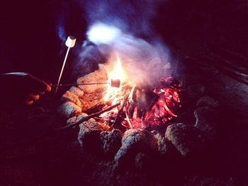 Close-up of campfire at night