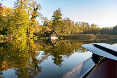 Scenic view of lake against sky during autumn