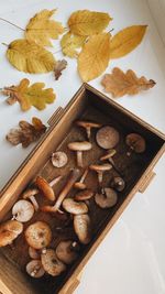 High angle view of food on table