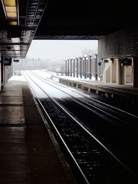 Empty railroad station platform