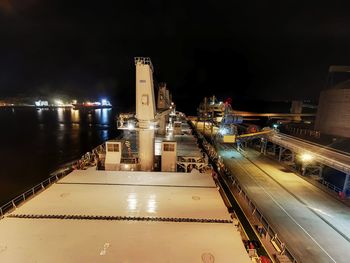 High angle view of illuminated city at night