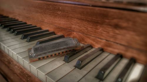 Close-up of piano keys