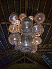 Low angle view of illuminated chandelier