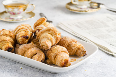 Close-up of breakfast on table