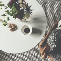 High angle view of coffee on table