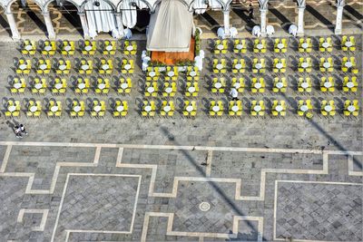 High angle view of various flowers in shop