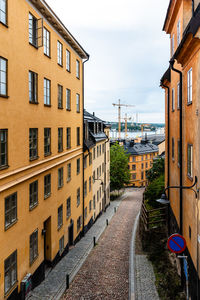 High angle view of street amidst buildings in city