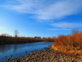 Scenic view of calm lake against sky