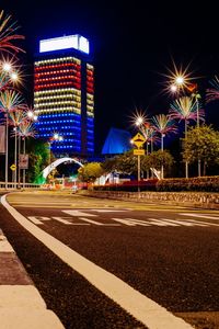 Illuminated building at night