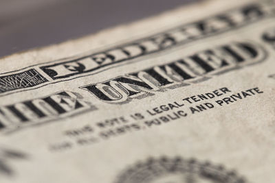 Close-up of paper currency