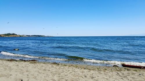 Scenic view of sea against clear sky