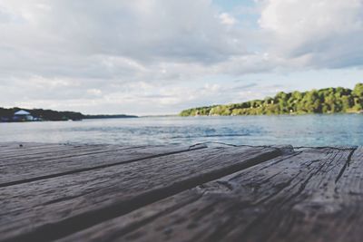 View of pier on lake