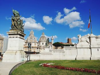 Statue of historical building against cloudy sky. monumento nazionale a vittorio emanuele ii