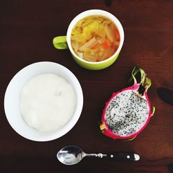 High angle view of food on table