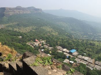 High angle view of town