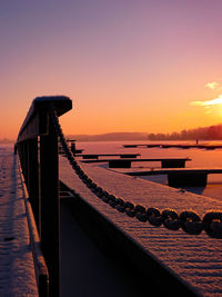 Scenic view of sea against clear sky during sunset