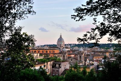Landscape view of rome from villa borghese park