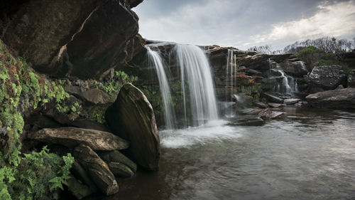 Scenic view of waterfall in forest