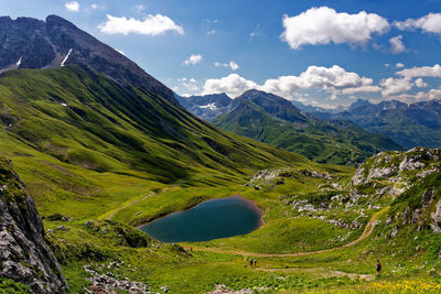 Scenic view of mountains against sky