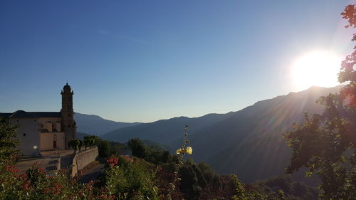 Scenic view of mountains against clear sky