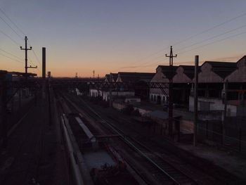Railroad track at sunset