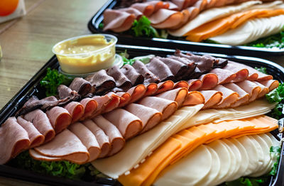 Close-up of food in plate on table