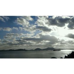 Scenic view of mountains against cloudy sky